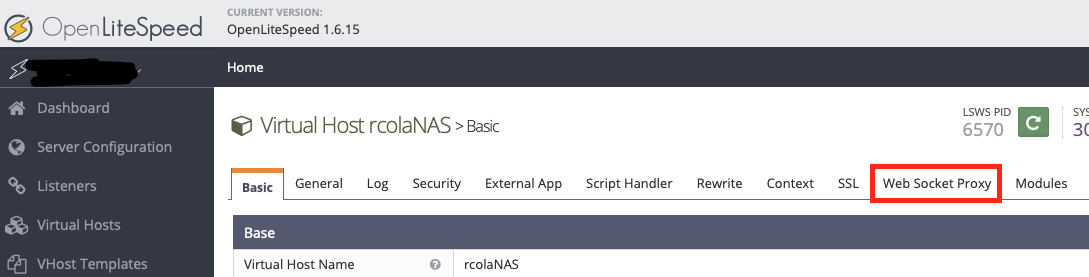 OLS의 vhost -> web socket Proxy